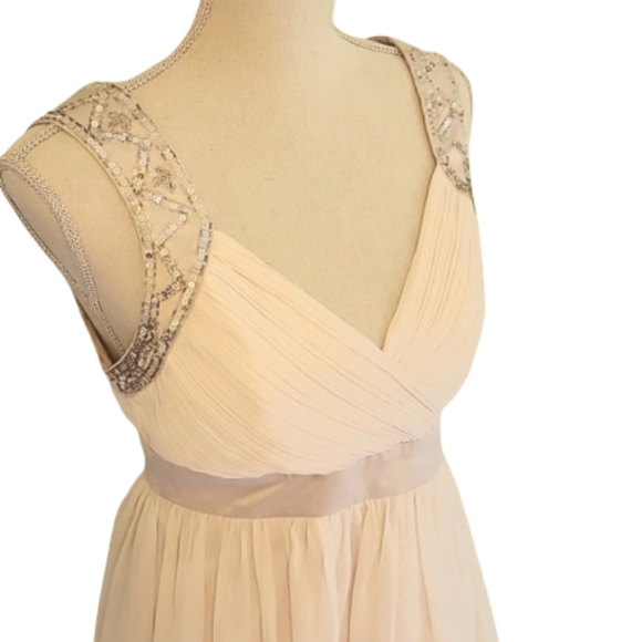 (E) lipsy London beige and silver dress size 8 - Picture 2 of 5